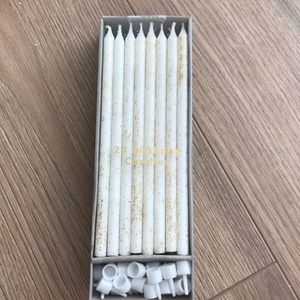 Beautiful White and Gold Glitter Candles